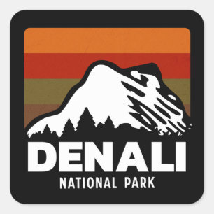 Adesivo Quadrado Denali National Park Alaska Retro Vintage Gift