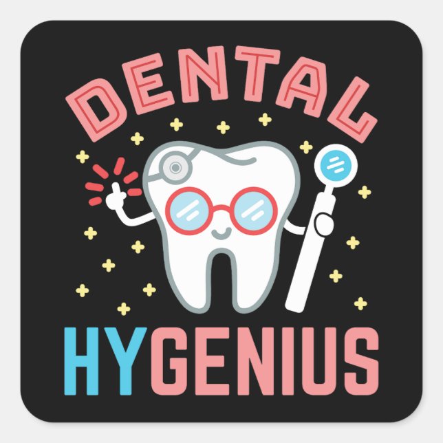 Adesivo Quadrado Dental Hygenius Funny Hygienist RDH (Frente)