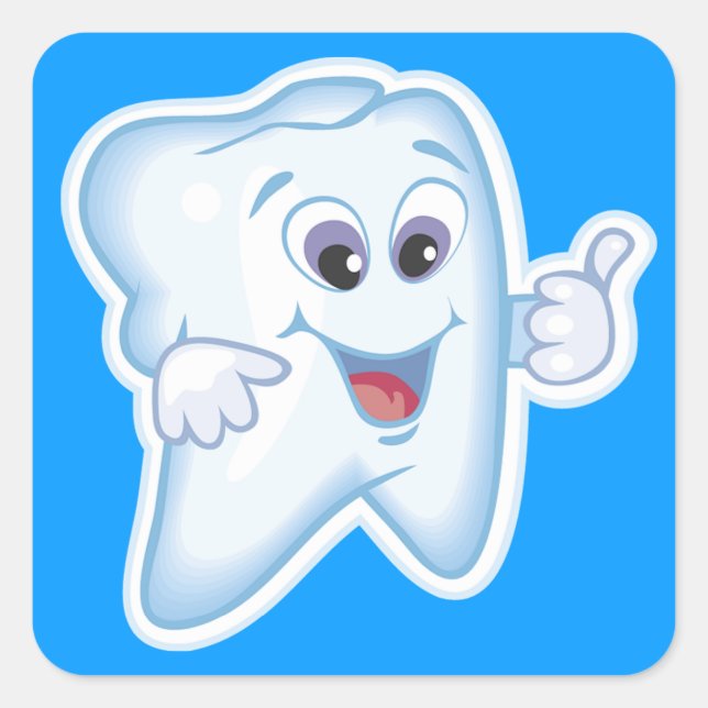 Adesivo Quadrado Dente feliz saudável (Frente)