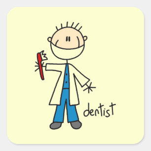 Adesivo Quadrado Dentista Boneco de Palito