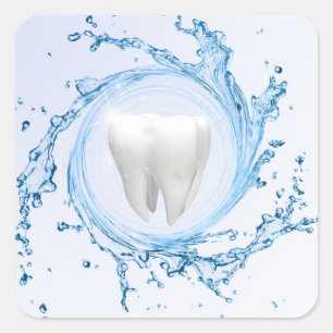 Adesivo Quadrado Dentista Dental Dental Tooth Water Professional