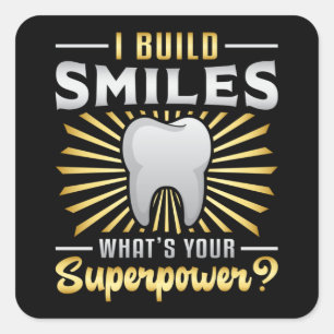 Adesivo Quadrado Dentista Dente Dentado Superpotência Dente Dente