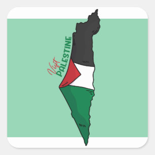 Adesivo Quadrado Dentro da Palestina no mapa, Visite a Palestina
