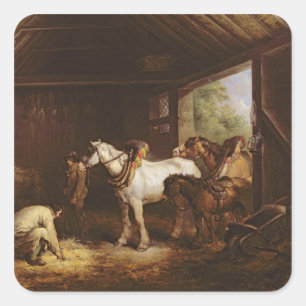 Adesivo Quadrado Dentro de um estábulo