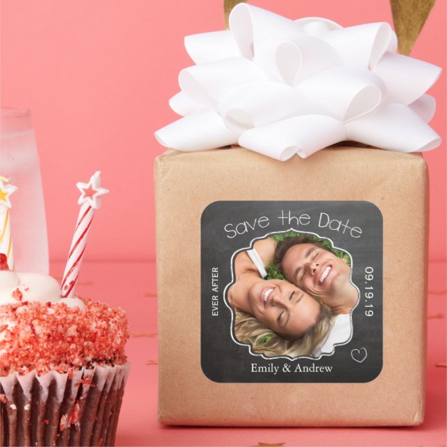 Adesivo Quadrado Depois do casamento com o quadro de chalkboard, sa (Festa)