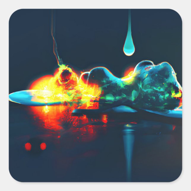 Adesivo Quadrado Depressão Líquida Brilhante (Frente)