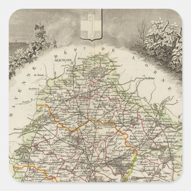 Adesivo Quadrado Dept. De La Sarthe (Frente)