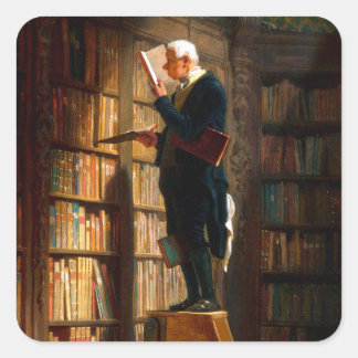 Adesivo Quadrado Der Bücherwurm von Carl Spitzweg Deutsche Malerei