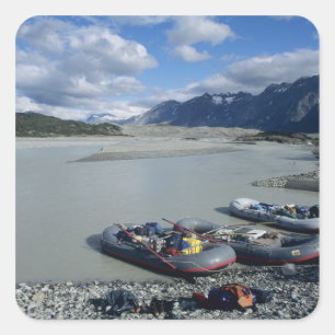 Adesivo Quadrado Descendo o rio Alsek de rafting
