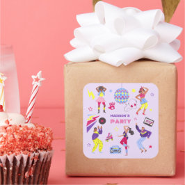 Adesivo Quadrado Descoberta do Groovy Disco Party Retro 80