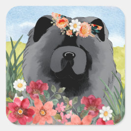 Adesivo Quadrado DESCONTO EM PRETO-LUZ - Cachorro Azul