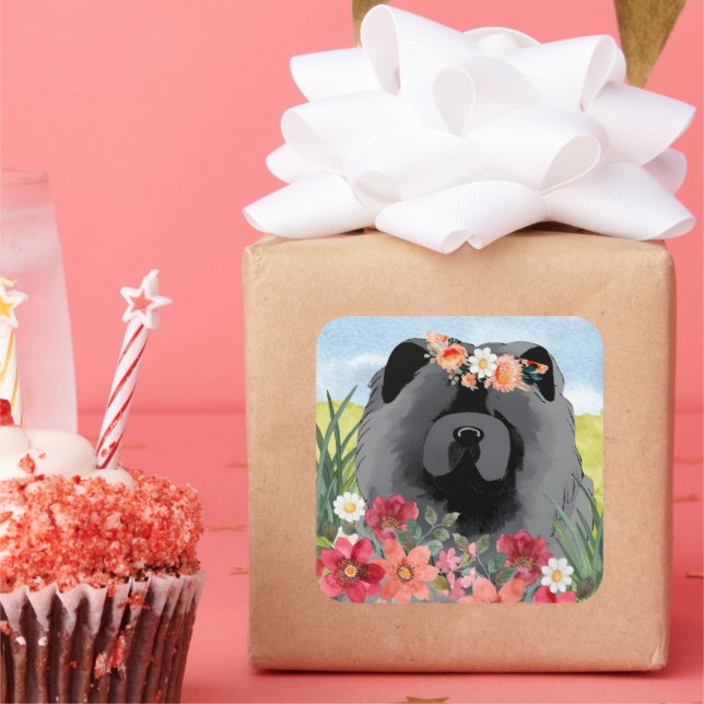 Adesivo Quadrado DESCONTO EM PRETO-LUZ - Cachorro Azul (Festa)