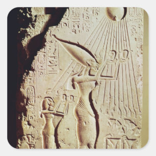 Adesivo Quadrado Descrevendo Amenophis IV, Nefertiti e filha