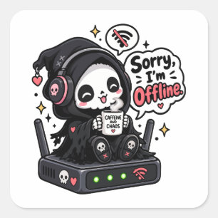 Adesivo Quadrado Desculpe, estou offline humor de gamer introvertid