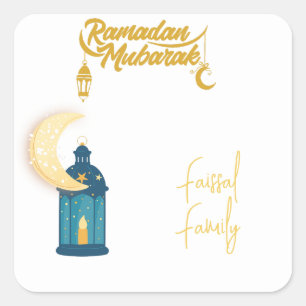 Adesivo Quadrado Desdecoração de Ramadan Mubarak Nome de decoração 
