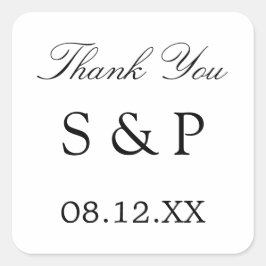 Adesivo Quadrado Desejo De Casamento Minimalista Elegante Obrigado