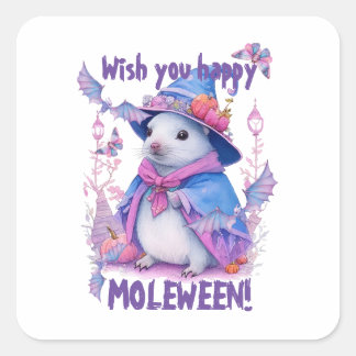 Adesivo Quadrado Desejo-lhe Feliz Moleween!