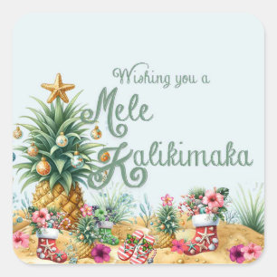 Adesivo Quadrado Desejo-lhe uma carta Mele Kalikimaka