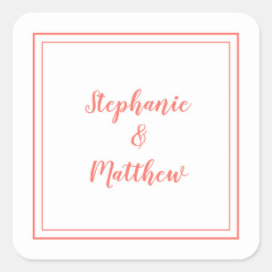 Adesivo Quadrado Desejo Moderno de Casamento Minimalista Obrigado C