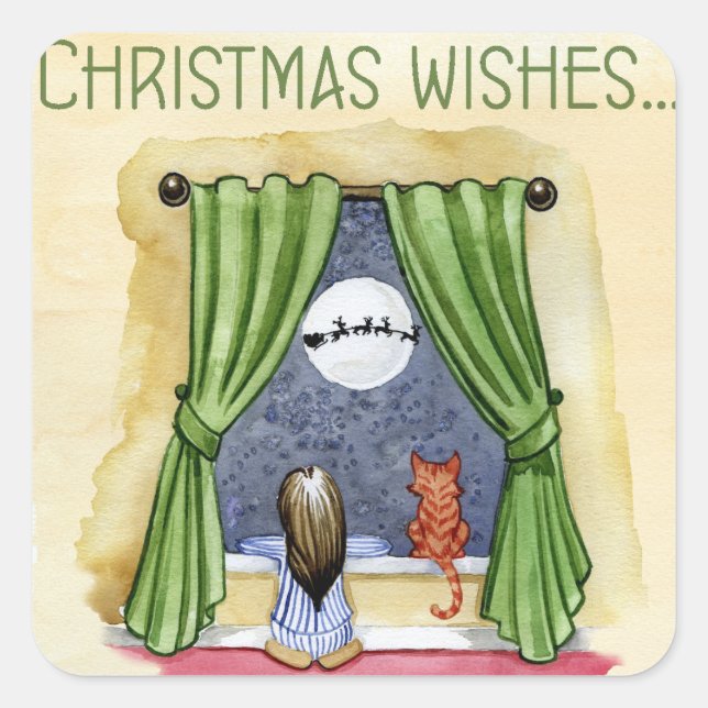 Adesivo Quadrado Desejos de Natal Retroativos (Frente)
