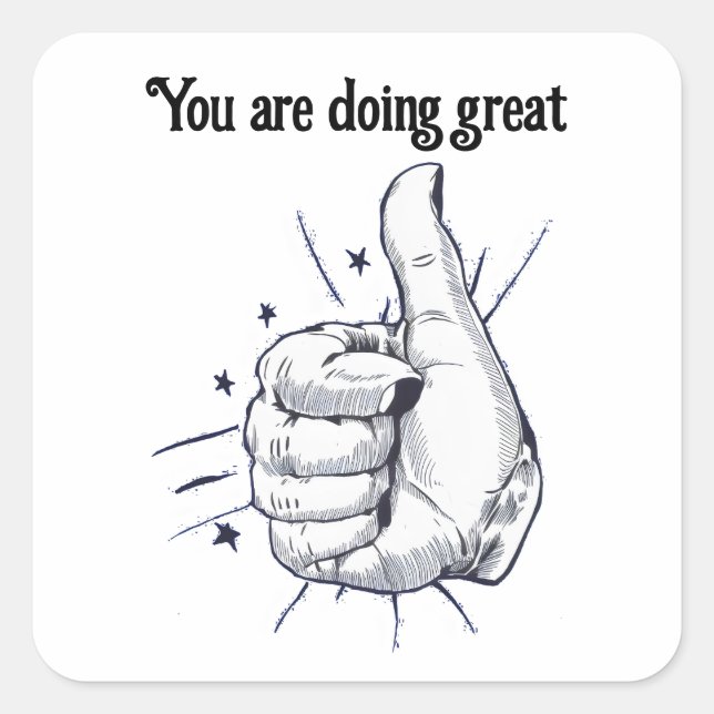 Adesivo Quadrado Desenha caneta para cima (Frente)