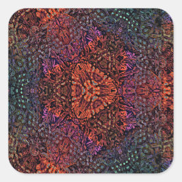 Adesivo Quadrado Desenho Abstrato de Caleidoscópio Fractal Elétrico