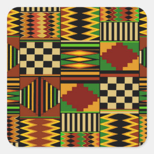 Adesivo Quadrado Desenho Africano de Tecido Kente Real