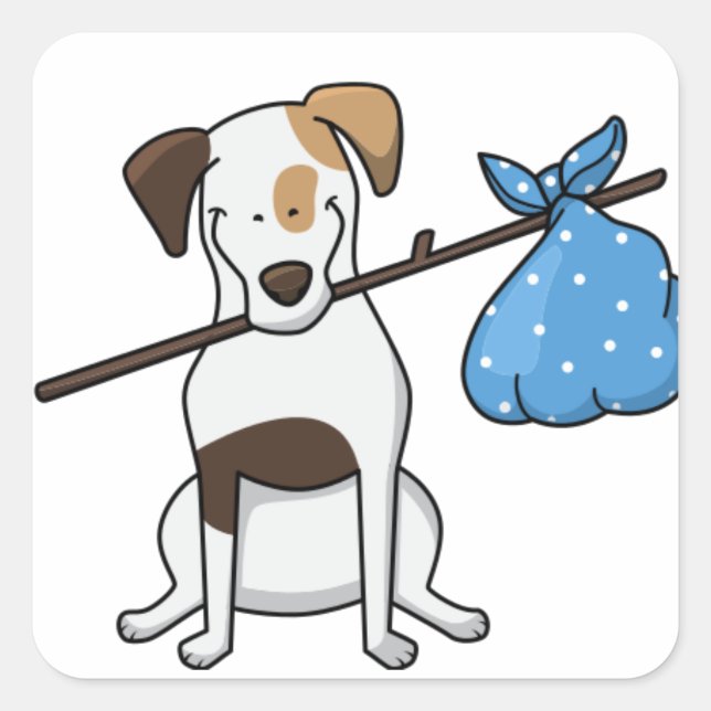 Adesivo Quadrado desenho animado de brinquedo terrier hobo (Frente)