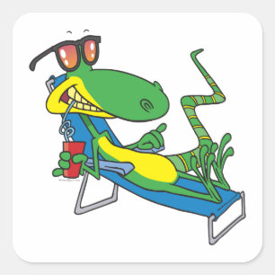 Adesivo Quadrado desenho animado de lagarto-do-sol