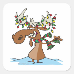 Adesivo Quadrado desenho animado de natal de natal de bobo engraça
