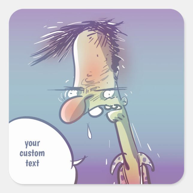 Adesivo Quadrado desenho animado do bebado (Frente)