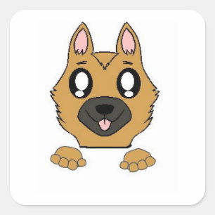 Adesivo Quadrado desenho animado em german shepherd