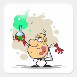 Adesivo Quadrado desenho científico louco