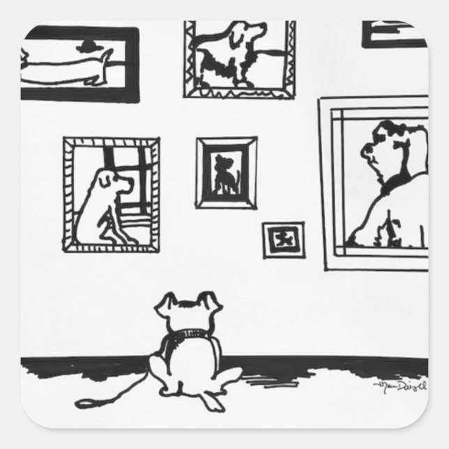 Adesivo Quadrado Desenho da Melhor Linha de Cachorro por Desenhos S (Frente)