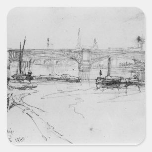 Adesivo Quadrado Desenho da Ponte de Londres, 1860
