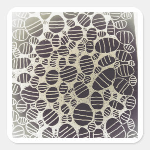 Adesivo Quadrado Desenho de arte abstrata redondo preto e branco
