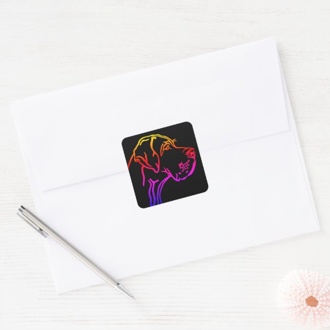 Adesivo Quadrado Desenho de Dogue Alemão (Envelope)