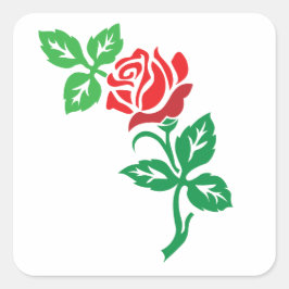 Adesivo Quadrado Desenho de Flor de Rosa Vermelha – Beleza Floral C