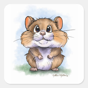 Adesivo Quadrado Desenho de hamster fofo e fofinho