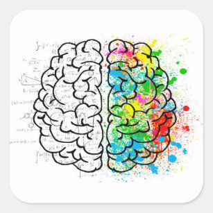 Adesivo Quadrado Desenho de ideias de psicologia da mente cerebral