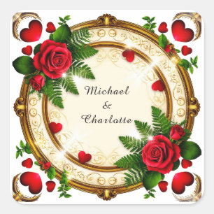 Adesivo Quadrado Desenho de Moldura Floral Vibrante