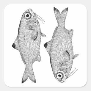 Adesivo Quadrado Desenho de peixe-safra