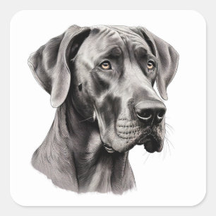 Adesivo Quadrado desenho de retrato do Great Dane