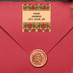 Adesivo Quadrado Desenho de Rosa Art Nouveau