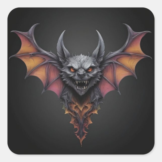 Adesivo Quadrado Desenho De Tinta Assustadora, (Frente)