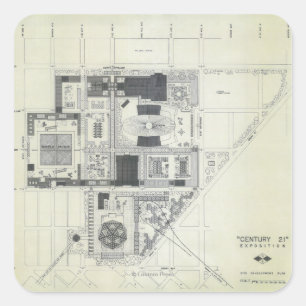 Adesivo Quadrado Desenho do conceito aéreo da Agulha espacial