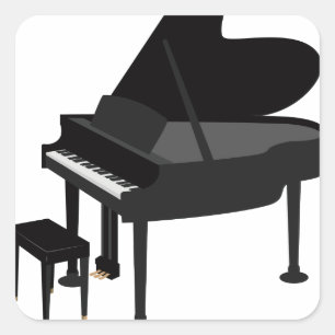 Adesivo Quadrado Desenho do piano de cauda