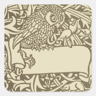 Adesivo Quadrado Desenho Floral Vintage de Coruja William Morris