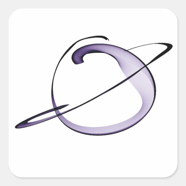 Adesivo Quadrado desenho gracioso pequeno planeta (Frente)