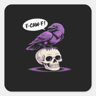 Adesivo Quadrado Desenho Gráfico de Humor de Halloween Crânio de Co